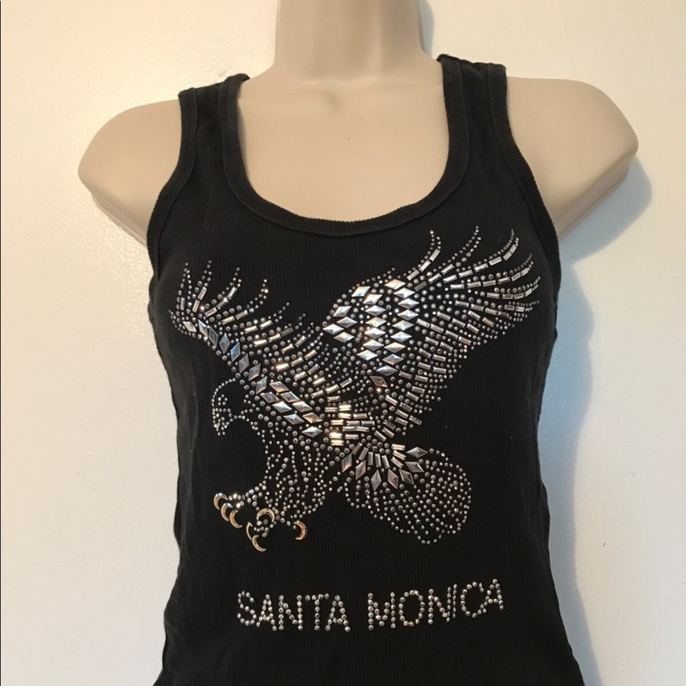 Central 25 Black Tank Top Santa Monica Studded Sz S GUC - Picture 3 of 4